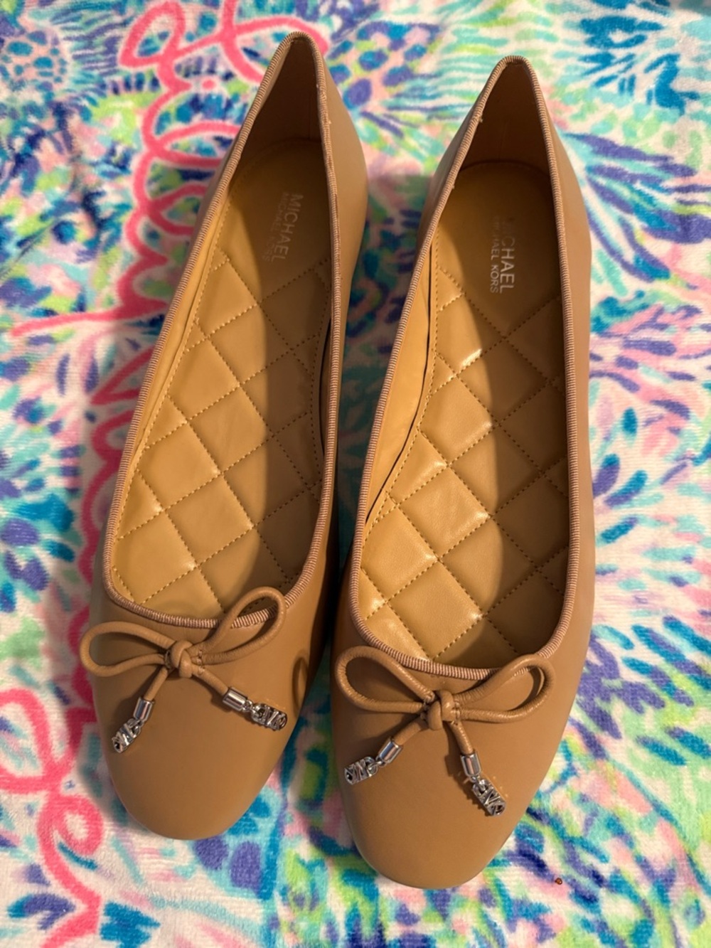 Michael Kors Tan Ballet Flats with Bow